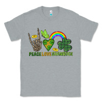 Heather Grey Peace Love Shamrock  St. Patrick's Day Classic Tee - CowGirlArtShop