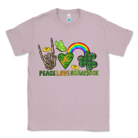Lilac Peace Love Shamrock  St. Patrick's Day Classic Tee - CowGirlArtShop