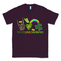 Plum Peace Love Shamrock  St. Patrick's Day Classic Tee - CowGirlArtShop
