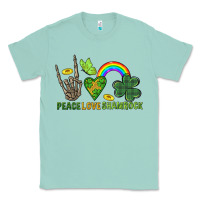 Seafoam Peace Love Shamrock  St. Patrick's Day Classic Tee - CowGirlArtShop