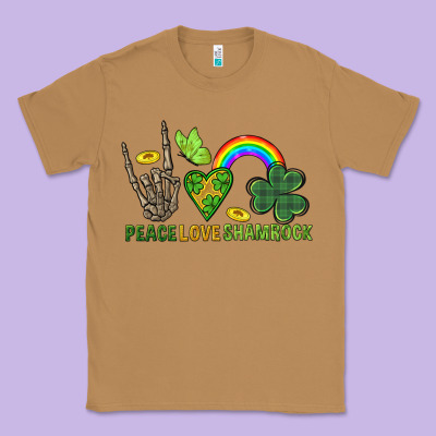 Peace Love Shamrock  St. Patrick's Day Classic Tee Designed By Cowgirlartshop