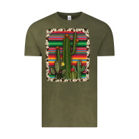 Vintage Olive serape cowhide cacti Vintage Tee - RanaPortraitStore