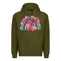 Army Green Breast Cancer Rainbow Premium Hoodie - Artiststas