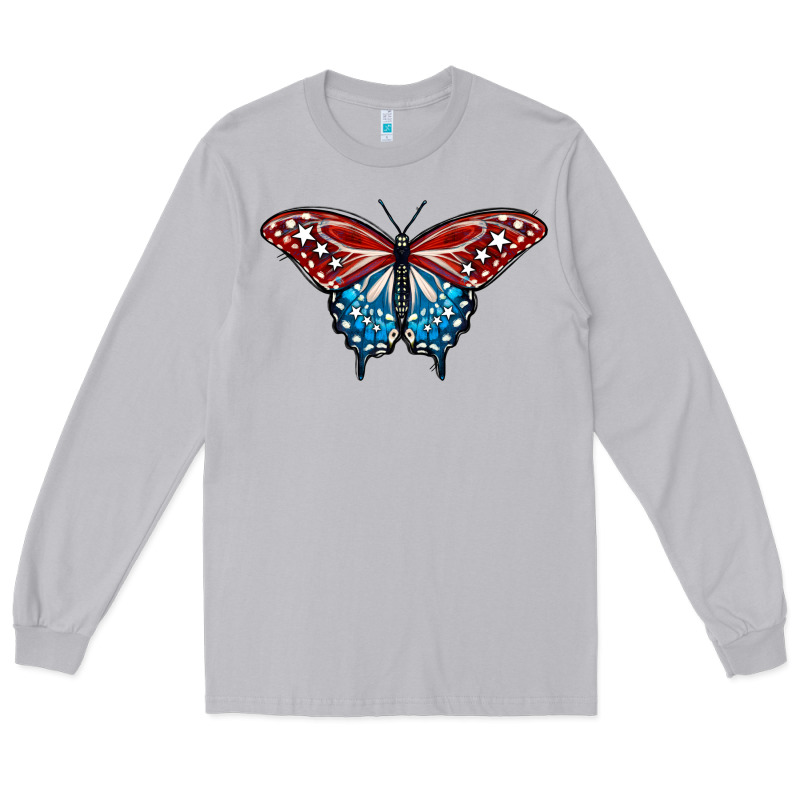 Patriotic American Flag Butterfly 4th Of July Long Sleeve Tee by LillyAllenDesigns | Teevron
