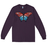 Plum Patriotic American Flag Butterfly 4th of July Long Sleeve Tee - LillyAllenDesigns