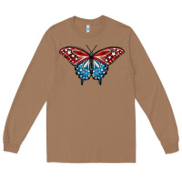 Toasted Coconut Patriotic American Flag Butterfly 4th of July Long Sleeve Tee - LillyAllenDesigns