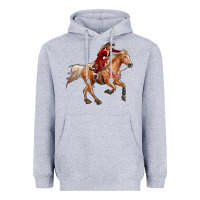Heather Grey Western Christmas Cowgirl On The Horse Heavyweight Hoodie - RanaPortraitStore