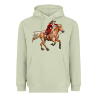 Matcha Western Christmas Cowgirl On The Horse Heavyweight Hoodie - RanaPortraitStore