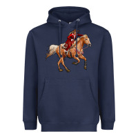 Navy Western Christmas Cowgirl On The Horse Heavyweight Hoodie - RanaPortraitStore