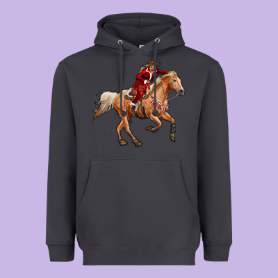 Western Christmas Cowgirl On The Horse Heavyweight Hoodie Designed By Ranaportraitstore