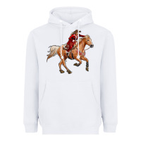 White Western Christmas Cowgirl On The Horse Heavyweight Hoodie - RanaPortraitStore