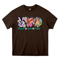 Chocolate Brown Peace love Easter Day Heavy Core Tee - HowdyJamesFarm
