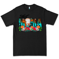 Black Inked Mama Flowers Cow Premium Tee - CowCowDesign