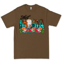 Cacao Inked Mama Flowers Cow Premium Tee - CowCowDesign