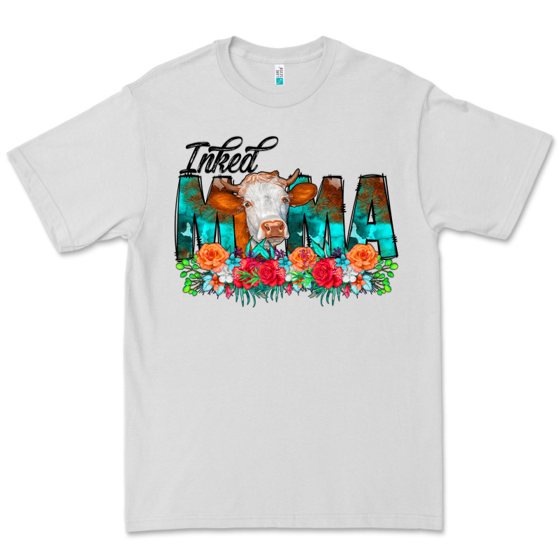 Inked Mama Flowers Cow Premium Tee by CowCowDesign | Teevron