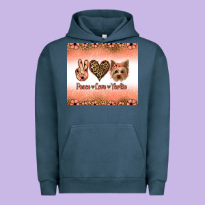 Peace Love Yorkie Urban Hoodie Designed By Jasminsmagicworld