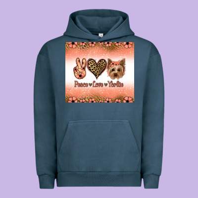 Peace Love Yorkie Urban Hoodie Designed By Jasminsmagicworld