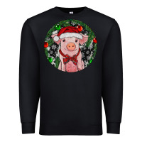 Black Sitting Pig Christmas Premium Sweatshirt - RanaPortraitStore