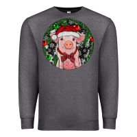 Charcoal Heather Sitting Pig Christmas Premium Sweatshirt - RanaPortraitStore