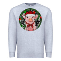 Heather Grey Sitting Pig Christmas Premium Sweatshirt - RanaPortraitStore