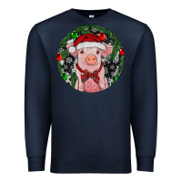 Navy Sitting Pig Christmas Premium Sweatshirt - RanaPortraitStore