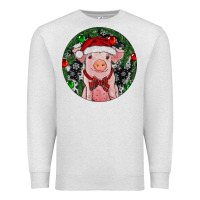 Oatmeal Heather Sitting Pig Christmas Premium Sweatshirt - RanaPortraitStore