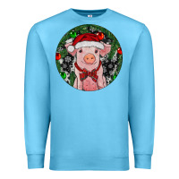 Ocean Blue Sitting Pig Christmas Premium Sweatshirt - RanaPortraitStore