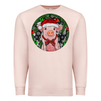 Pale Pink Sitting Pig Christmas Premium Sweatshirt - RanaPortraitStore