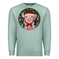 Seafoam Sitting Pig Christmas Premium Sweatshirt - RanaPortraitStore