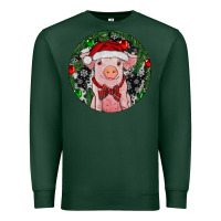 Sports Green Sitting Pig Christmas Premium Sweatshirt - RanaPortraitStore