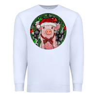 White Sitting Pig Christmas Premium Sweatshirt - RanaPortraitStore