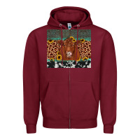 Burgundy red angus leopard Zipper Hoodie - JahusDesignShop