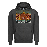 Charcoal Heather red angus leopard Zipper Hoodie - JahusDesignShop