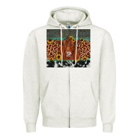 Oatmeal Heather red angus leopard Zipper Hoodie - JahusDesignShop