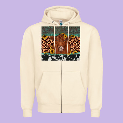 Red Angus Leopard Zipper Hoodie Designed By Jahusdesignshop