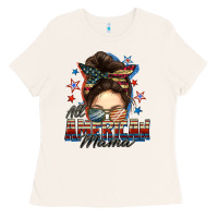 Bone All American mama messy bun 4th of july Ladies Tee - FaDigitalArtStudio