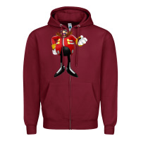 Burgundy doctor eggman Zipper Hoodie - DesigneFamous