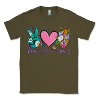 Army Green peace love springwith flowers and butterfly Classic Tee - Artiststas