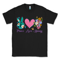 Black peace love springwith flowers and butterfly Classic Tee - Artiststas