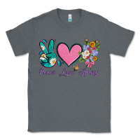Charcoal Heather peace love springwith flowers and butterfly Classic Tee - Artiststas