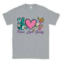 Heather Grey peace love springwith flowers and butterfly Classic Tee - Artiststas
