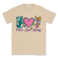 Mushroom peace love springwith flowers and butterfly Classic Tee - Artiststas