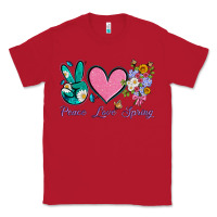 Red peace love springwith flowers and butterfly Classic Tee - Artiststas