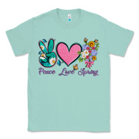 Seafoam peace love springwith flowers and butterfly Classic Tee - Artiststas