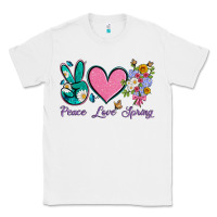 White peace love springwith flowers and butterfly Classic Tee - Artiststas