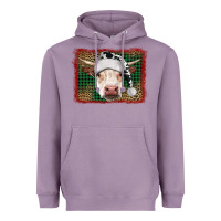 Lavender Merry Christmas Hereford Cow With Background Heavyweight Hoodie - RanaPortraitStore