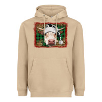 Mushroom Merry Christmas Hereford Cow With Background Heavyweight Hoodie - RanaPortraitStore