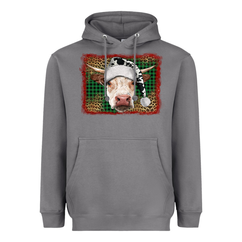 Merry Christmas Hereford Cow With Background Heavyweight Hoodie by RanaPortraitStore | Teevron
