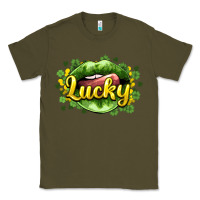 Army Green St. Patrick's Day lips lucky Classic Tee - HowdyJamesFarm