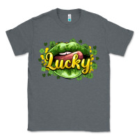 Charcoal Heather St. Patrick's Day lips lucky Classic Tee - HowdyJamesFarm